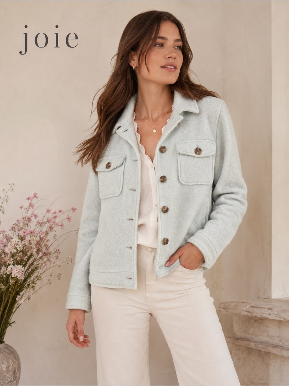 Joie Wool Blend Cropped Shacket Sz Large